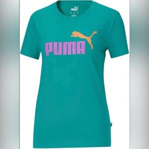 NEW PUMA Deep Aqua Essentials Logo Short Sleeve T-shirt 2.0